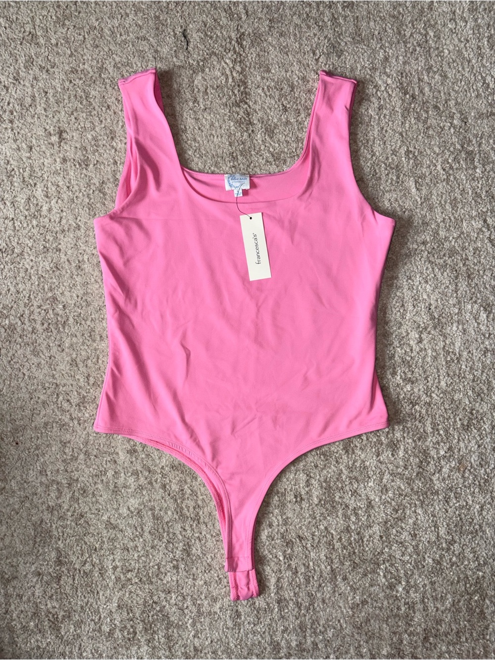 Francesca's Collections Pink Scoop-Neck Tank Bodysuit